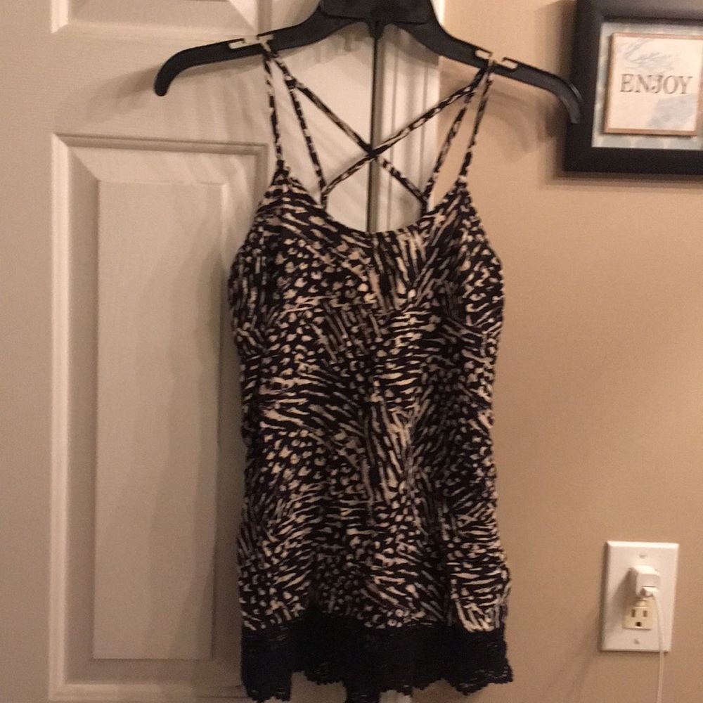 Mossimo cream and black spaghetti strap top